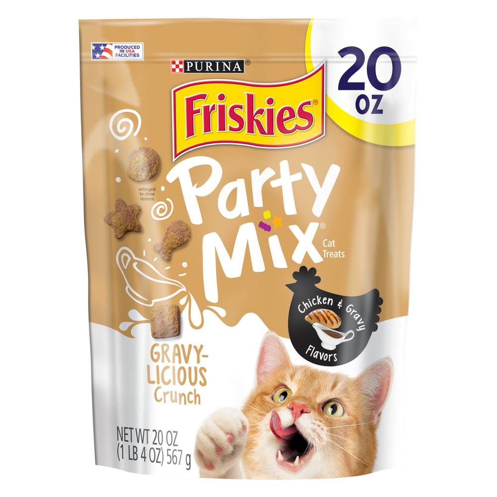 Purina Friskies Party Mix Gravy-Licious Crunch Cat Treats, Gravy-Chicken (20 oz)