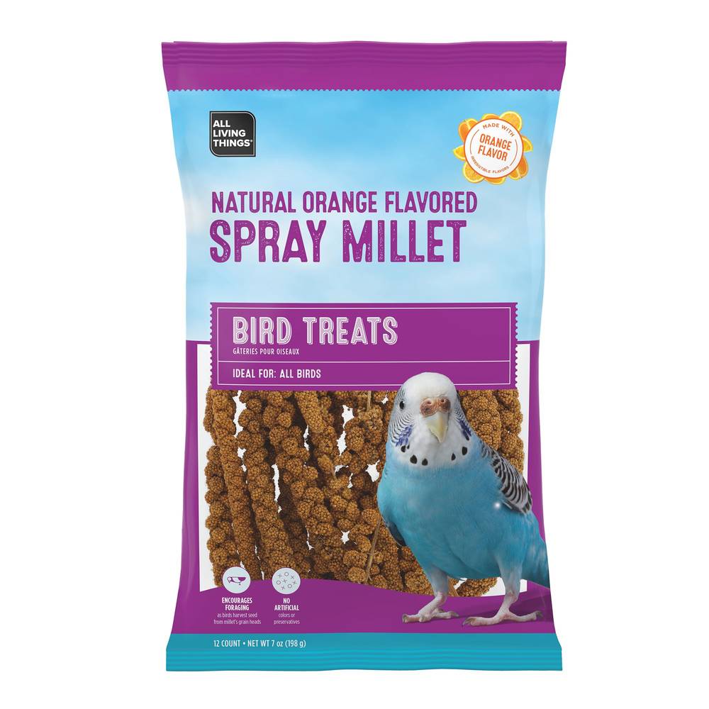 All Living Things Natural Spray Millet Bird Treats, Orange (7 oz, 12 ct)