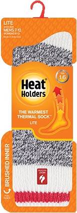 Heat Holders Men's Lite Cream Block Twist Crew Sock