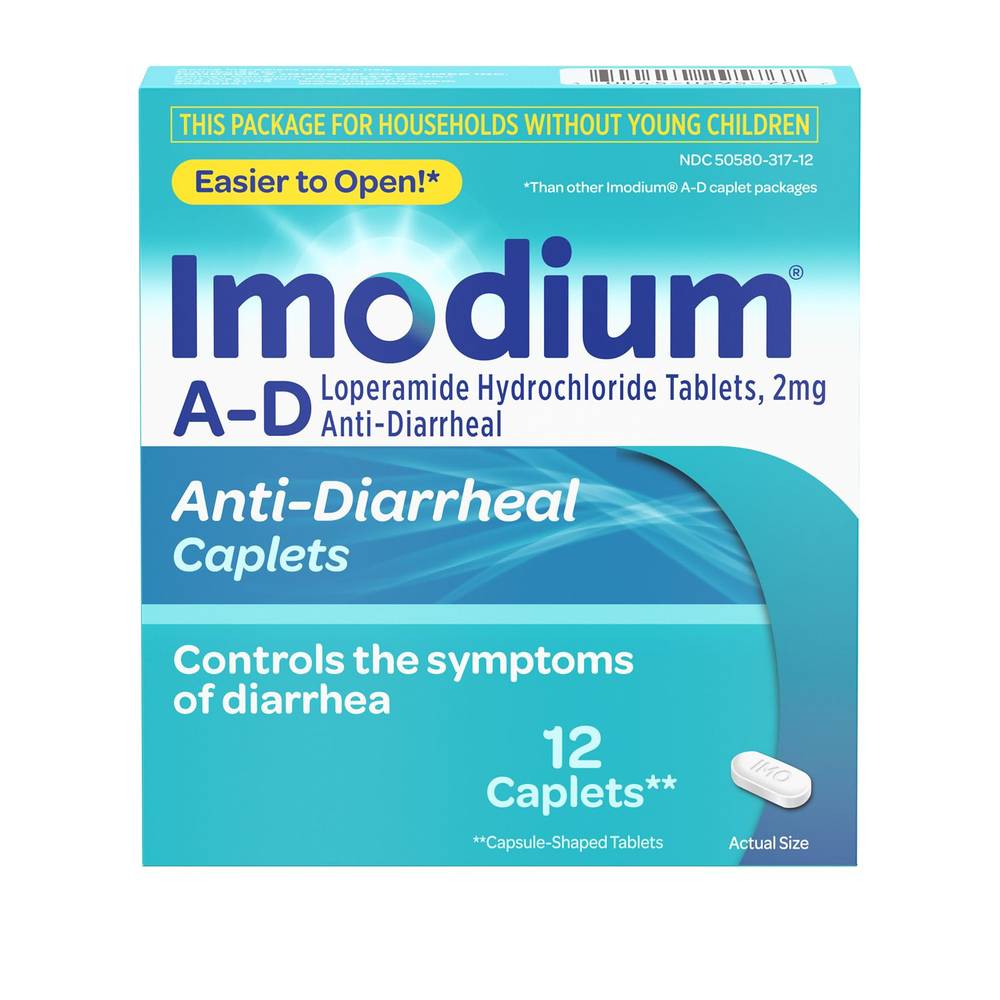 Imodium A-D, Anti-Diarrheal Caplets, 12 Ct