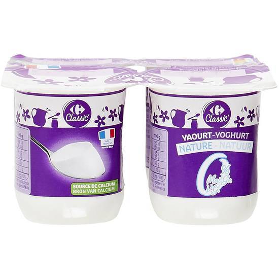 Carrefour Classic' - Yaourt nature 0% mg (4 pièces)