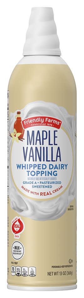 Friendly Farms Whipped Dairy Topping, Maple Vanilla (13 oz)