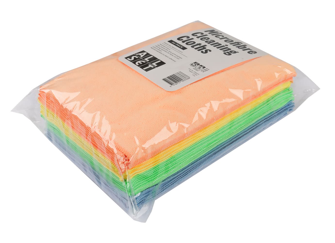 All Set Microfibre Cleaning Cloths - 20 Pack