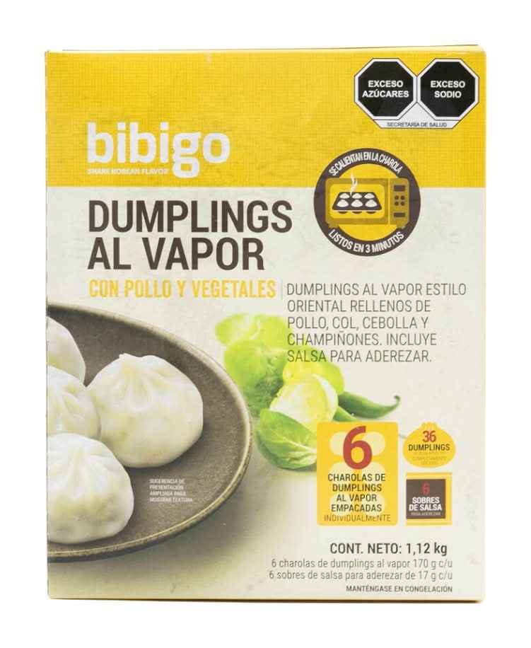 bibigo · Dumplings al vapor con pollo y vegetales congelados (12 un)