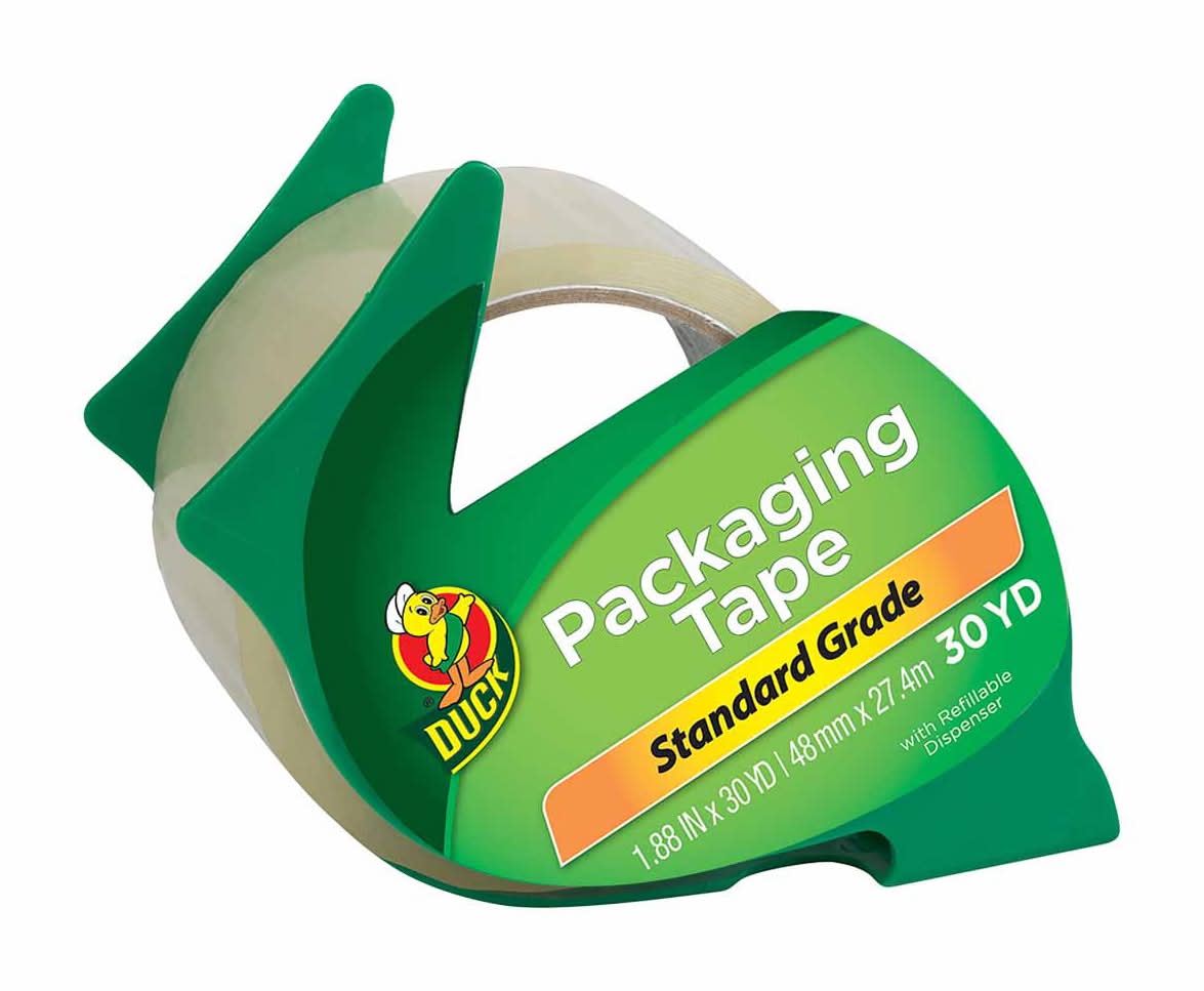 Duck Standard Grade Packaging Tape With Dispenser Clear 1.88 In X 30 Yd
