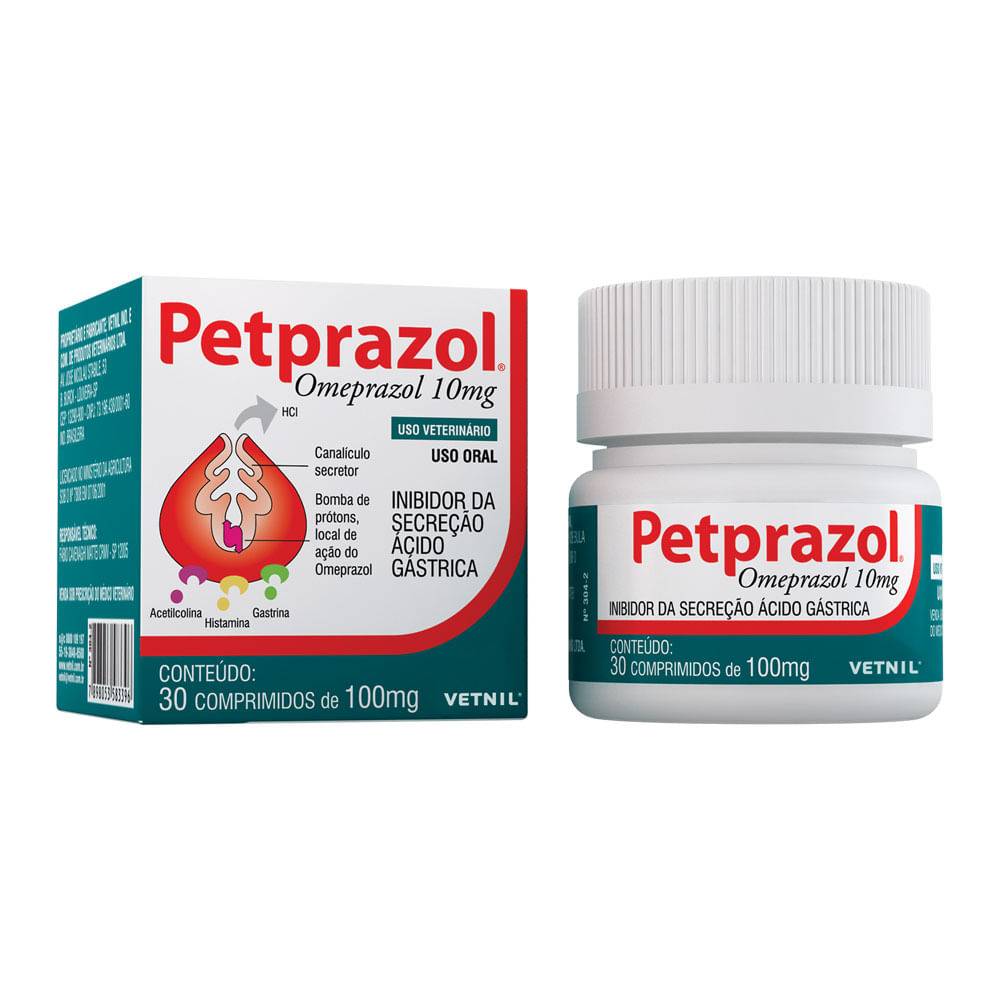 Vetnil inibidor de secreção ácidogástrica 10ml petprazol (30 comprimidos)