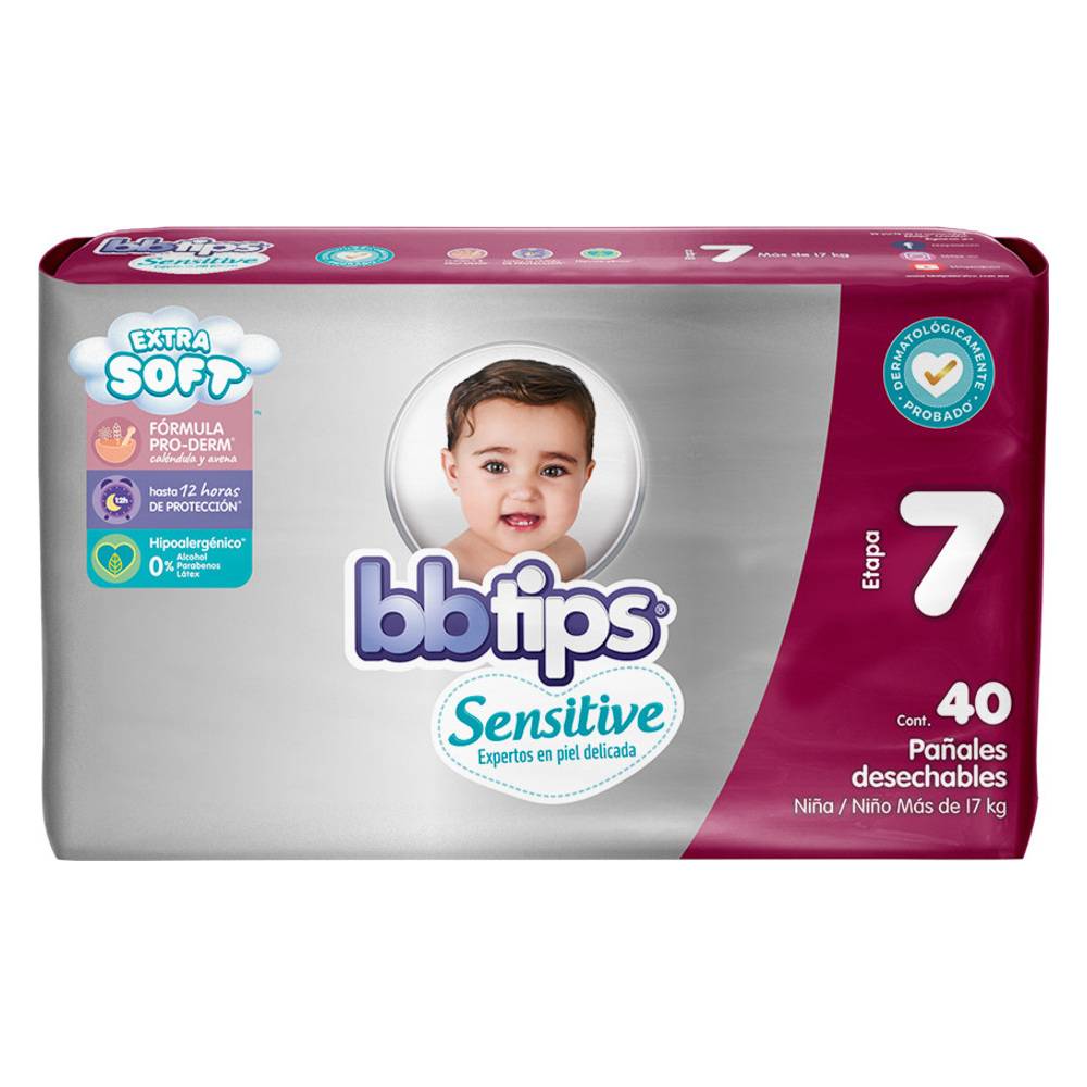 bbtips · Pañales sensitive, XXL (40 un)