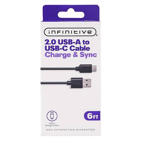 Infinitive 2.0 Usb-A To Usb-C Charge and Sync, 6ft, Black