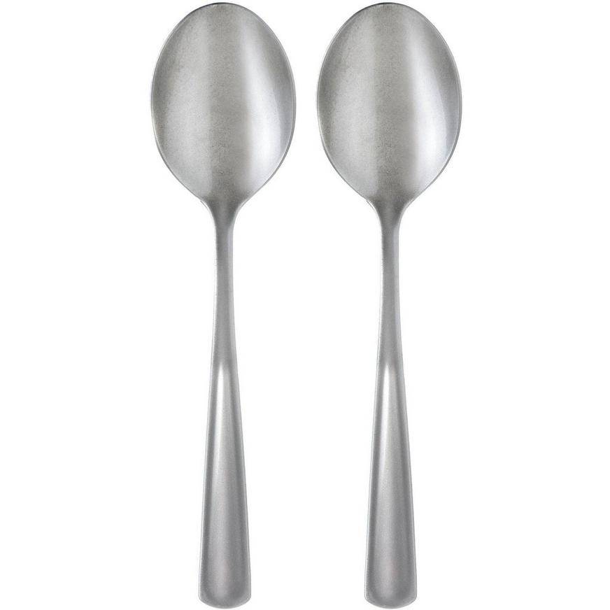 Party City Plastic Serving Spoons, 9.5in, Silver (2 ct)