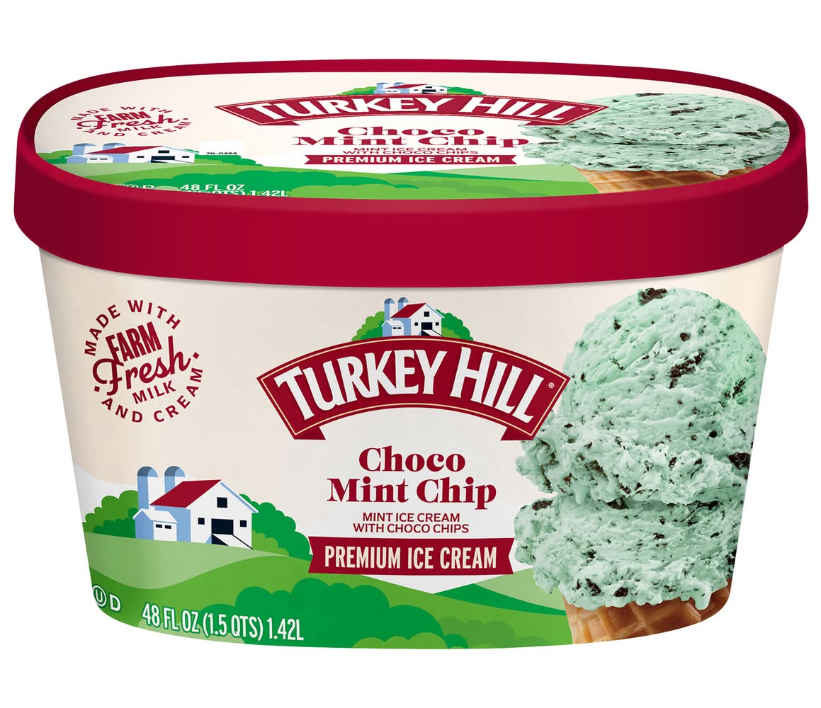 Turkey Hill Choco Chip Premium Ice Cream, Mint (48 fl oz)