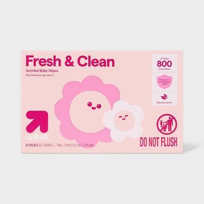 up&up Fresh & Clean Scented Baby Wipes, Fresh & Clean (8 x 100 ct)