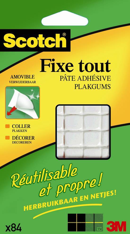 84 pastilles de pâte adhésive scotch réutilisables - fixetout