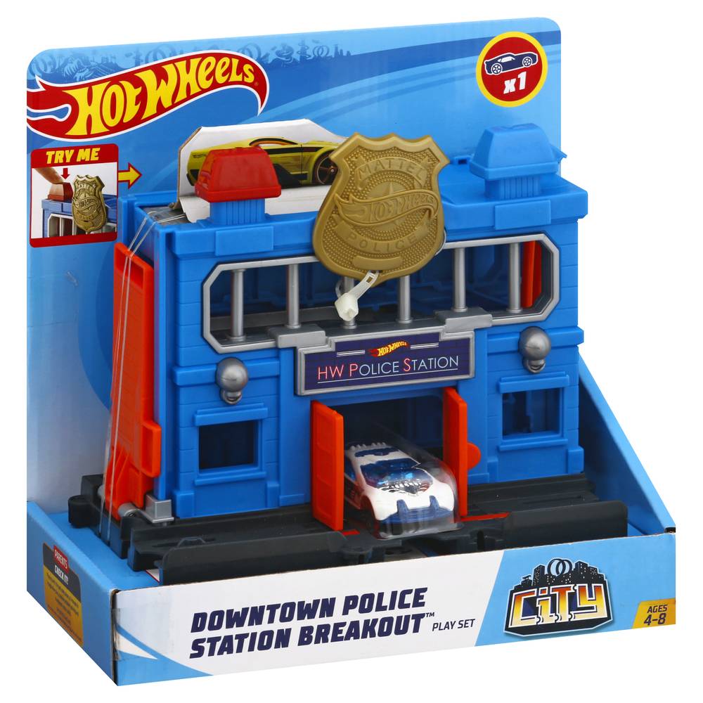 Hot Wheels Downtown Police Station Breakout Play Set, Multicolor