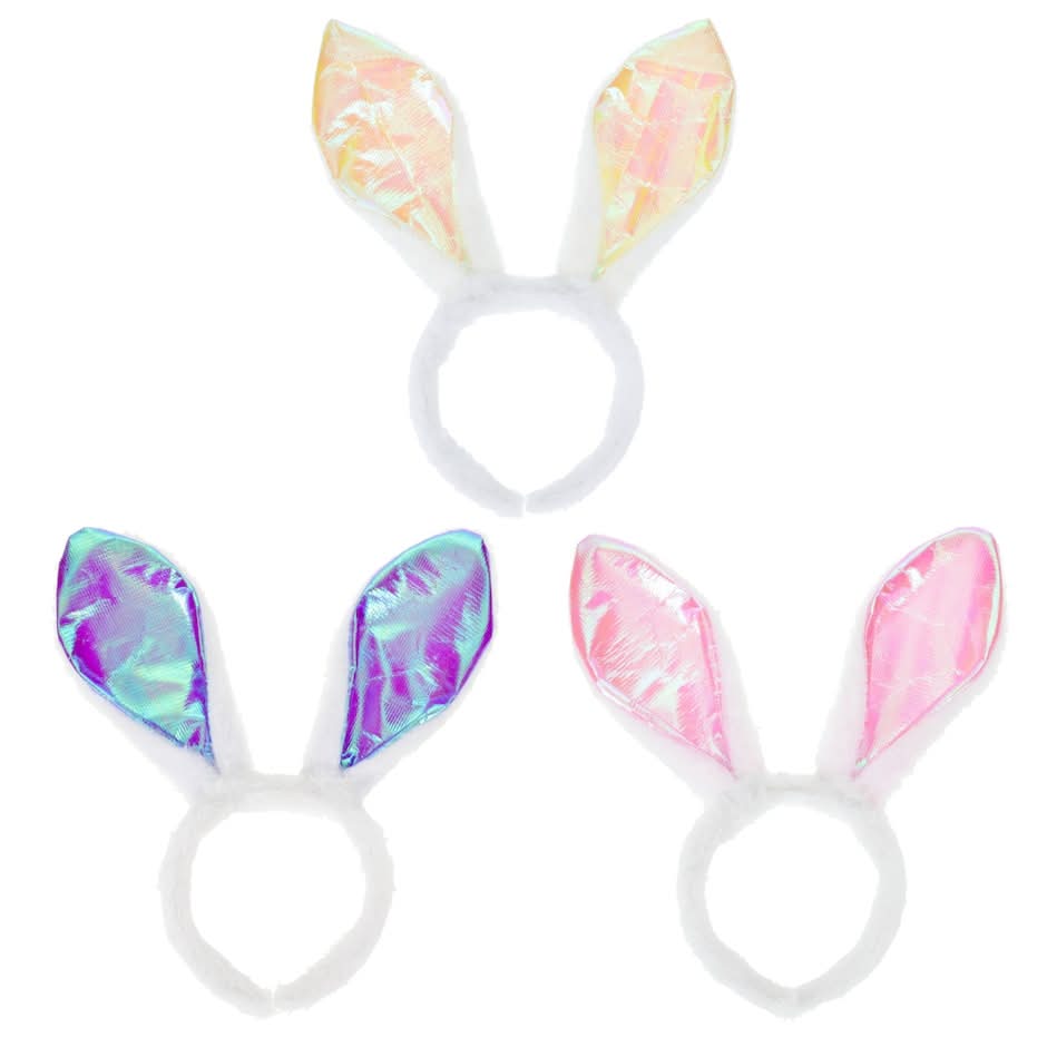 Plush Metallic Easter Bunny Ears Headbands