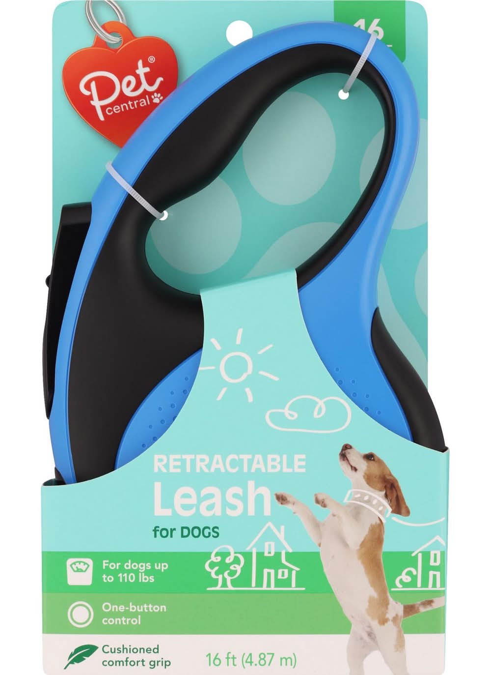 Ruffin' It Comfort Grip Leash, Black-Blue