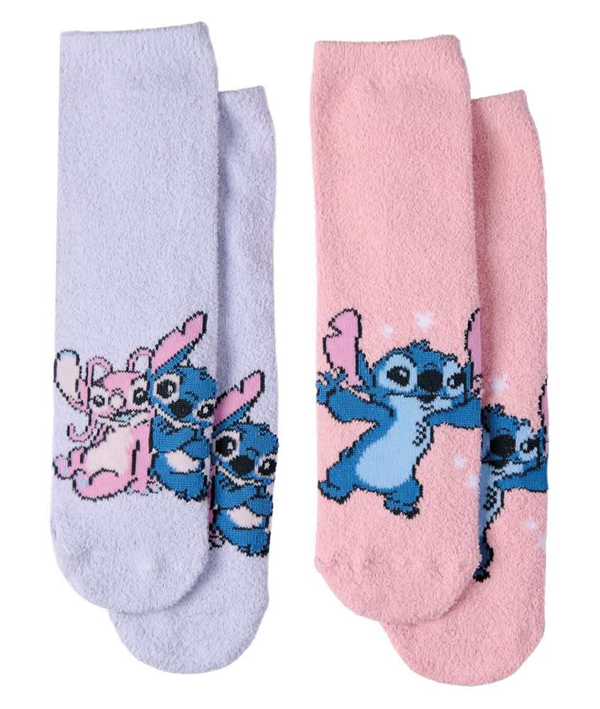 Licensed Childrens 2pk Disney Stitch Slipper Socks, size 10-4