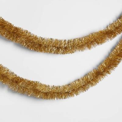 15' Soft & Silky Tinsel Christmas Garland Champagne - Wondershop™: Plastic Tree Decoration, Vertical, All Ages