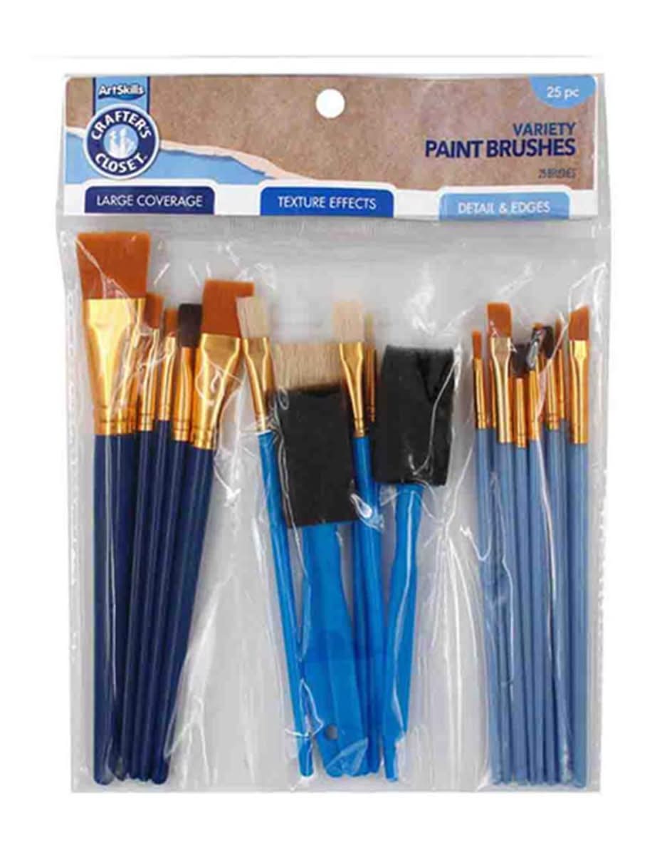 Artskills Crafters Closet Variety Paint Brushes 25 Ct