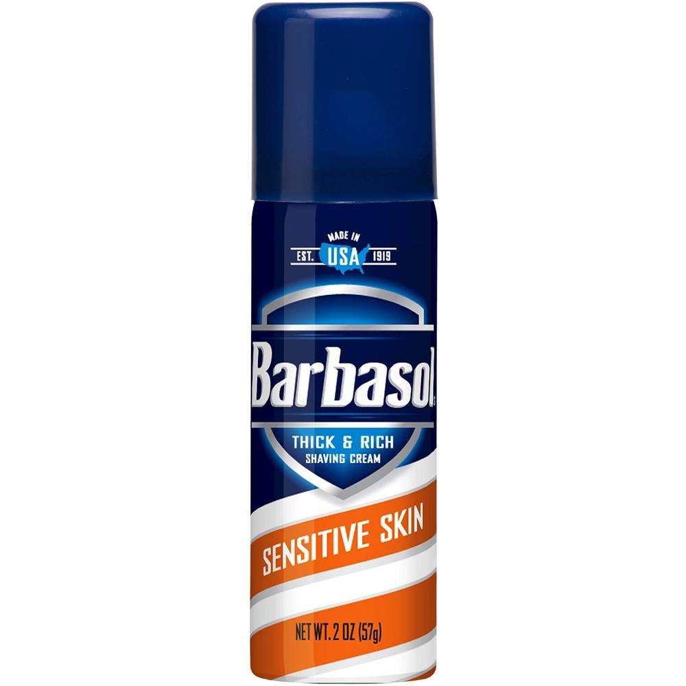 Barbasol Sensitive Skin Thick And Rich Shaving Cream For Men, Travel Size, Tsa Approved, 2.25 Oz