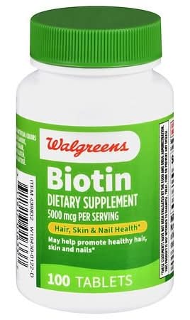 Walgreens Biotin 5000 Mcg Tablets For Healthy Hair Skin & Nails (100 ct)