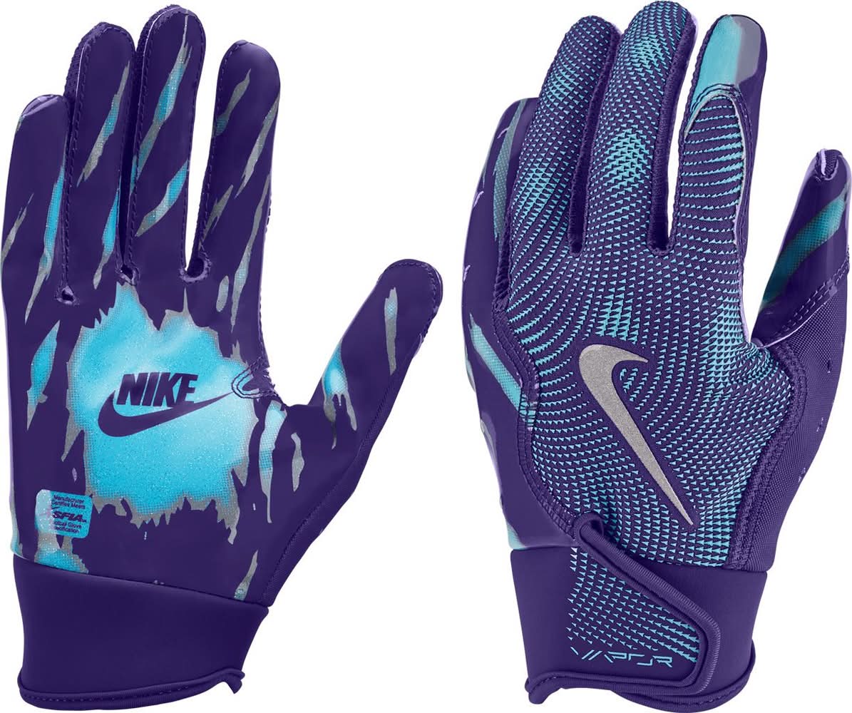 Nike Youth Vapor Jet Iridescent Football Gloves (Field Purple, S)
