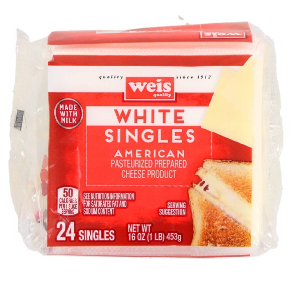 Weis Classic White American Singles Cheese Slices (0.75 oz, 16 ct)