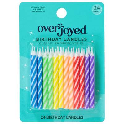 Overjoyed Classic Rainbow Stripe Candles 24 Ct