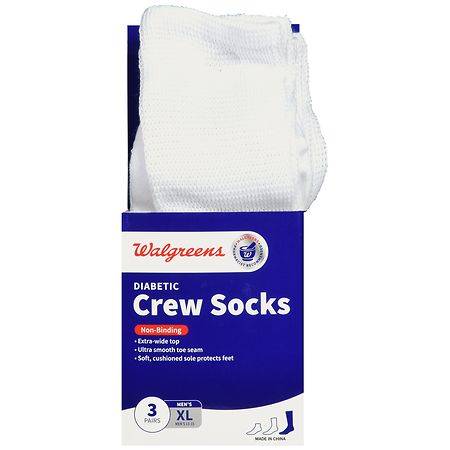 Walgreens Diabetic Crew Socks, Men's 13-15, XL (3 ct)