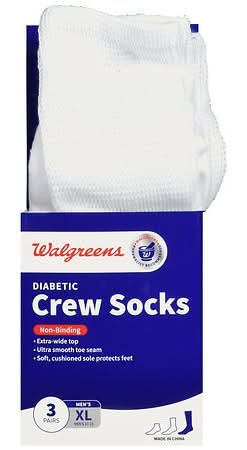 Walgreens Diabetic Crew Socks, Men's 13-15, XL (3 ct)