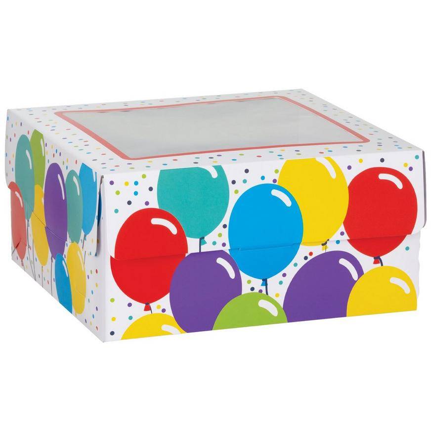 Party City Balloon Birthday Square Window Cake Box