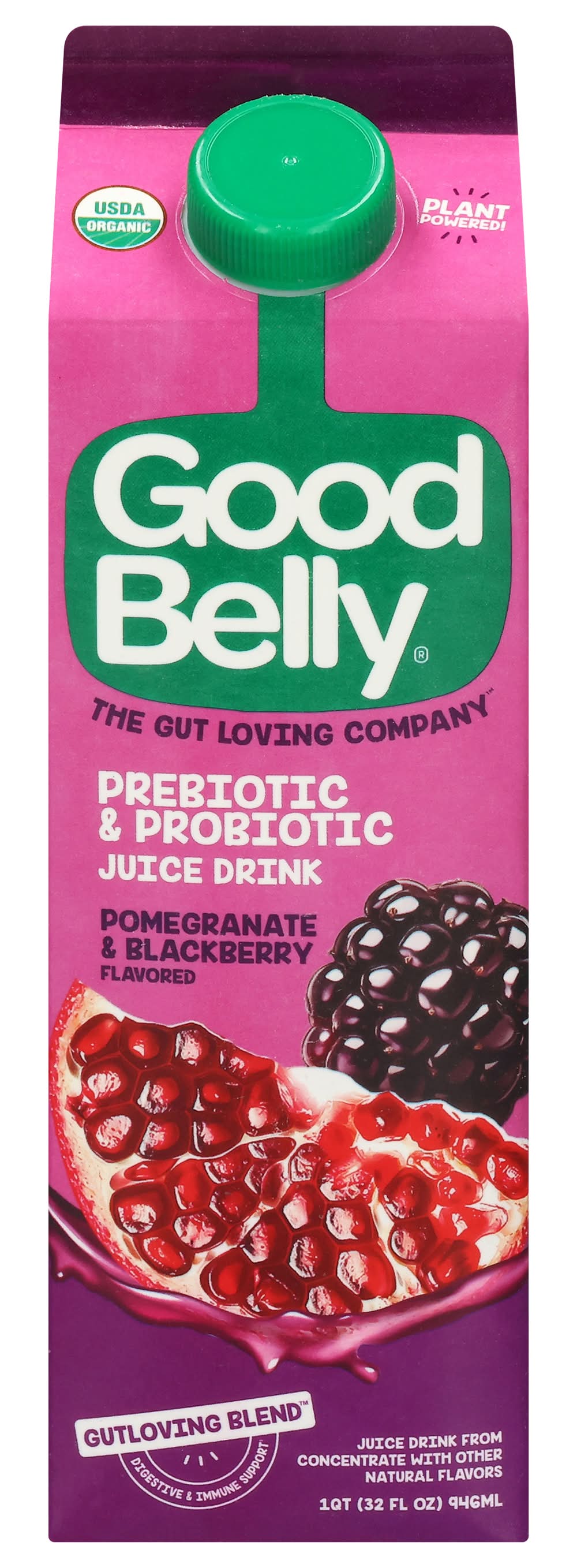 GoodBelly Probiotics Juice Drink, Pomegranate- Blackberry (32 fl oz)
