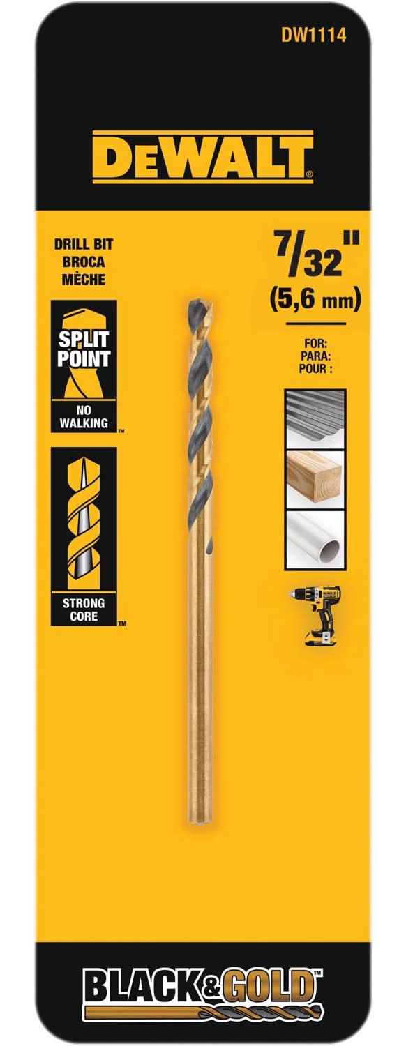 Dewalt Black & Gold 7/32 In. X 3-3/4 In. L High Carbon Steel Drill Bit Straight Shank 1 Pc