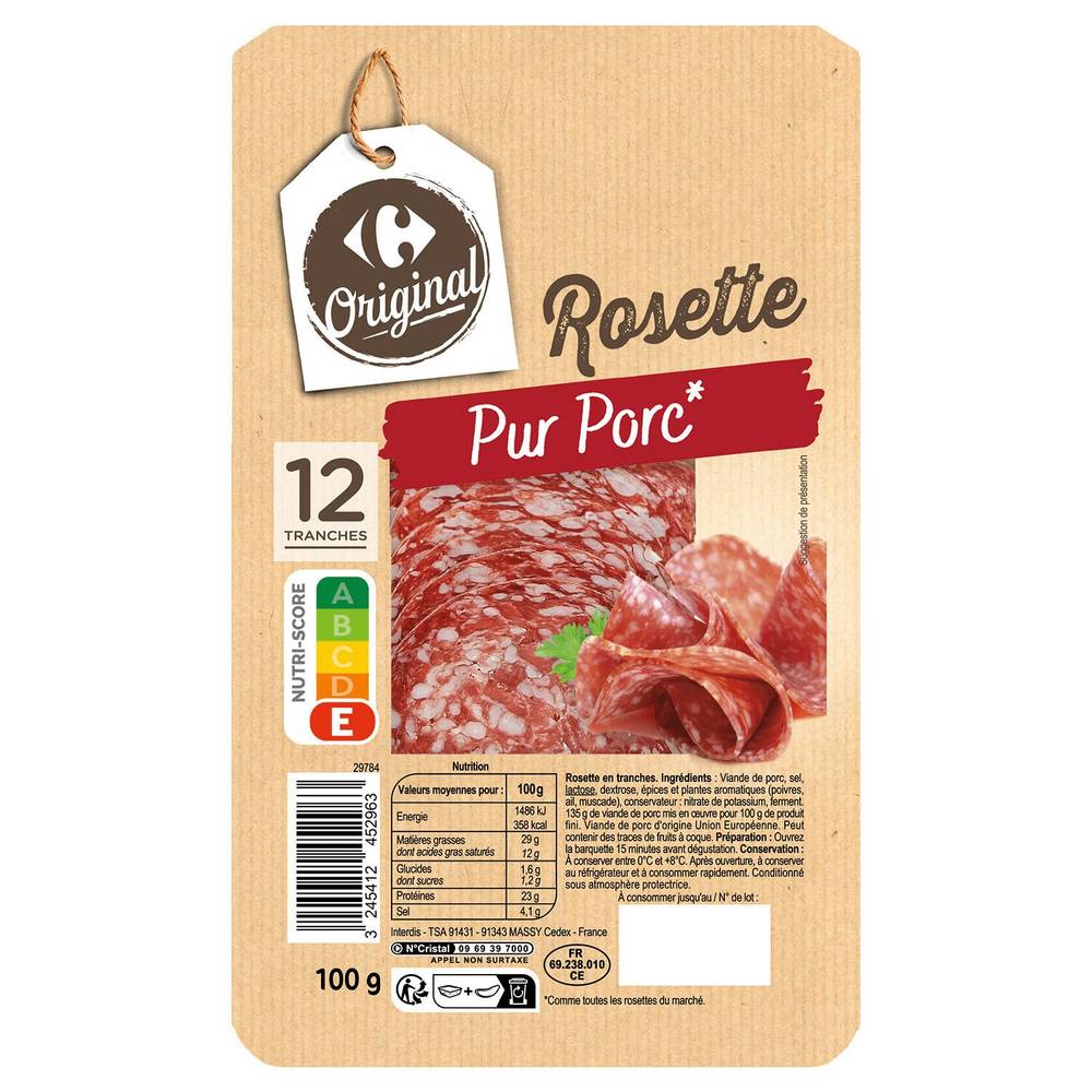 Carrefour Original - Rosette pur porc (12 pièces)