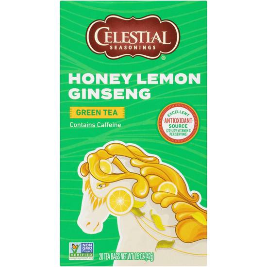 Celestial Seasonings Honey Lemon Ginseng Green Tea Bags, 20 CT
