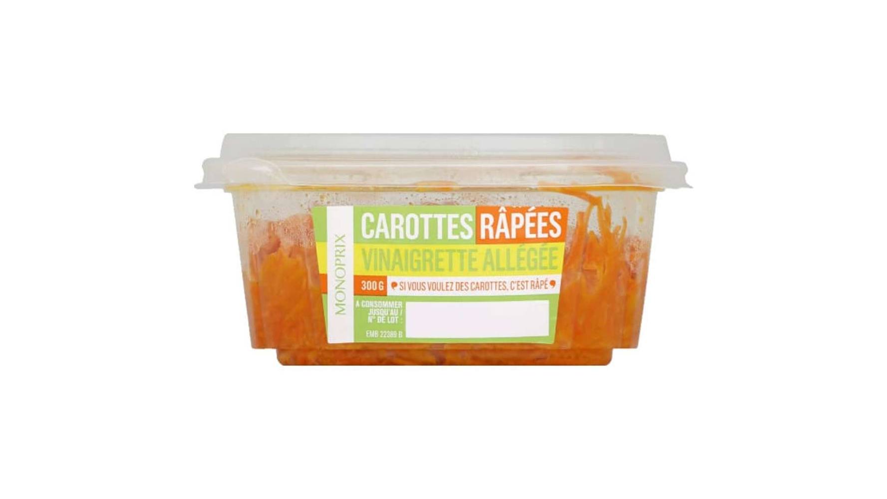 Monoprix Carottes râpées vinaigrette allégée La barquette de 300 g