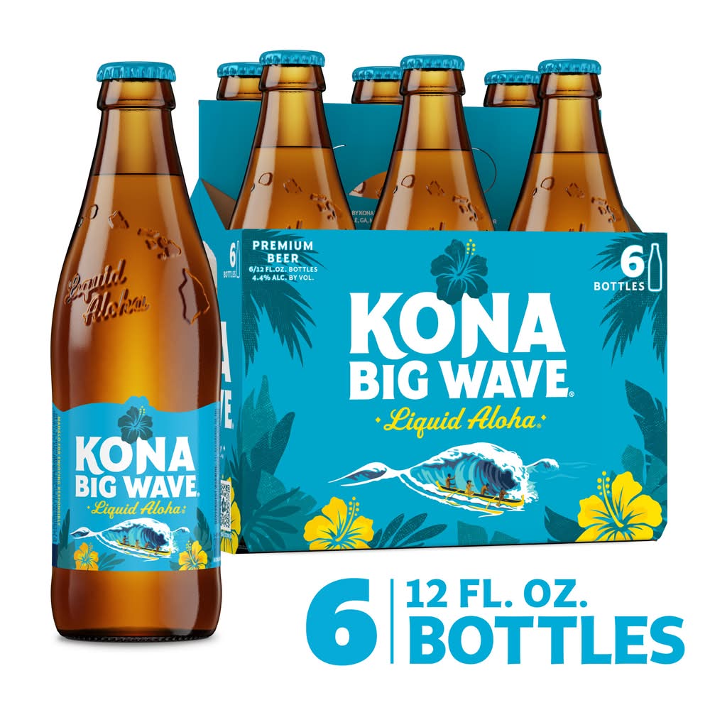 Kona Brewing Co. Big Wave Premium Golden Ale Beer (6 x 12 fl oz)