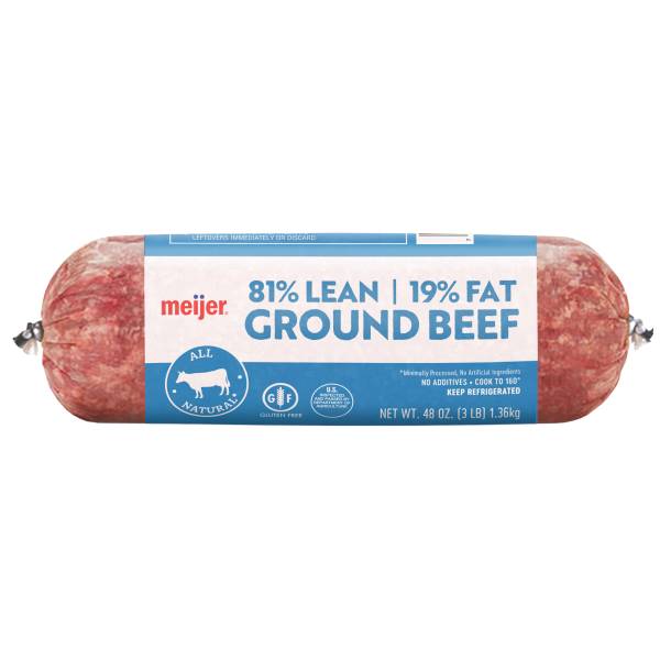 Meijer 81/19 Ground Beef 3lb Roll