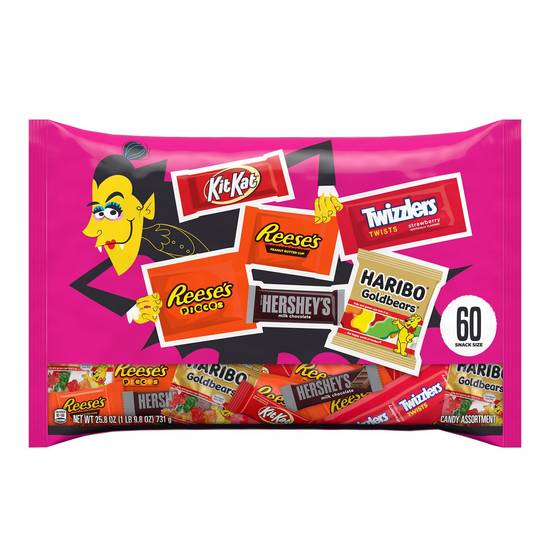 Hershey Assorted Flavored Snack Size, Halloween Candy Variety Bag, 60 ct, 25.8 oz