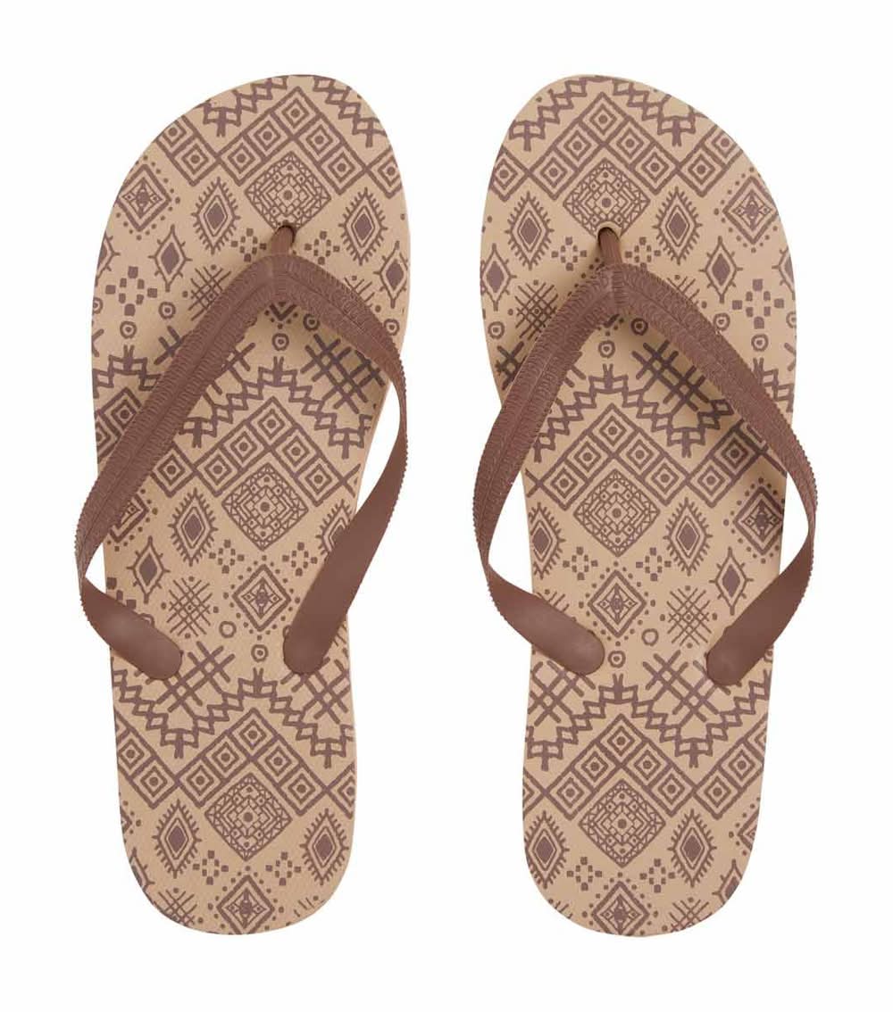 Printed Brown Flip Flops Small