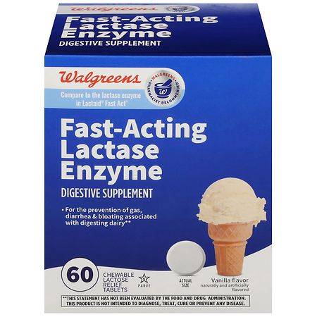 Walgreens Lactose Fast Acting Relief Chewable Tablets - 60.0 Ea