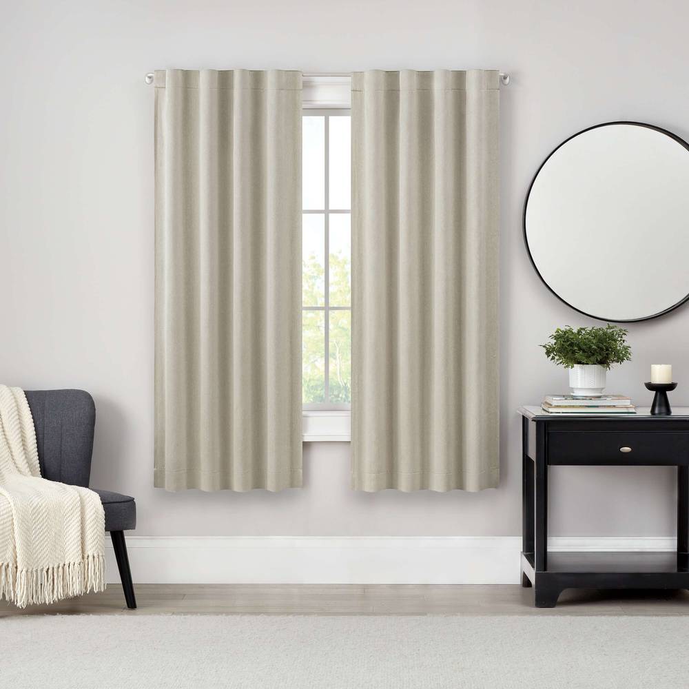 Eclipse 63-in Outdoor Pebble Room Darkening Back Tab Single Curtain Panel | 28628204382