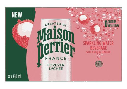 Maison Perrier Sparkling Water, Lychee (8 x 330 ml)