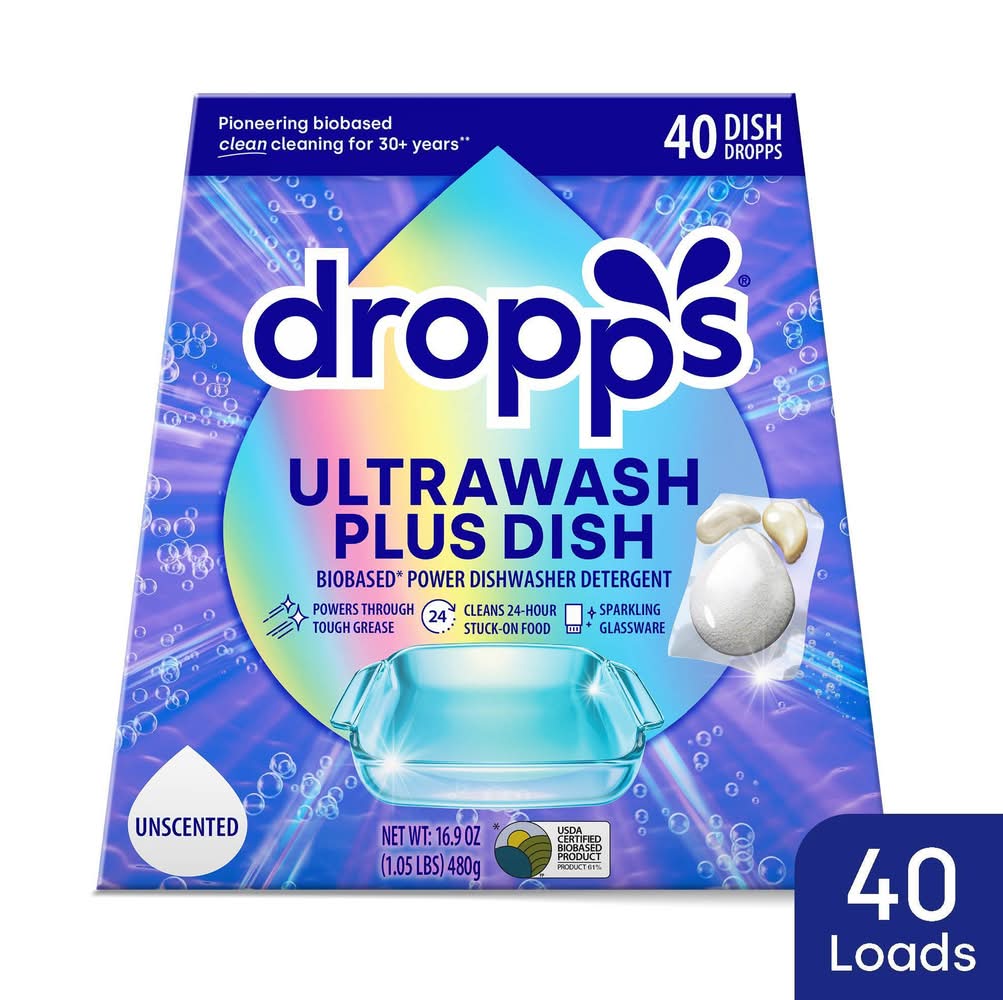 Dropps Ultra Wash Plus Biobased Power Dishwasher Detergent Pods (16.93 oz, 40 ct)