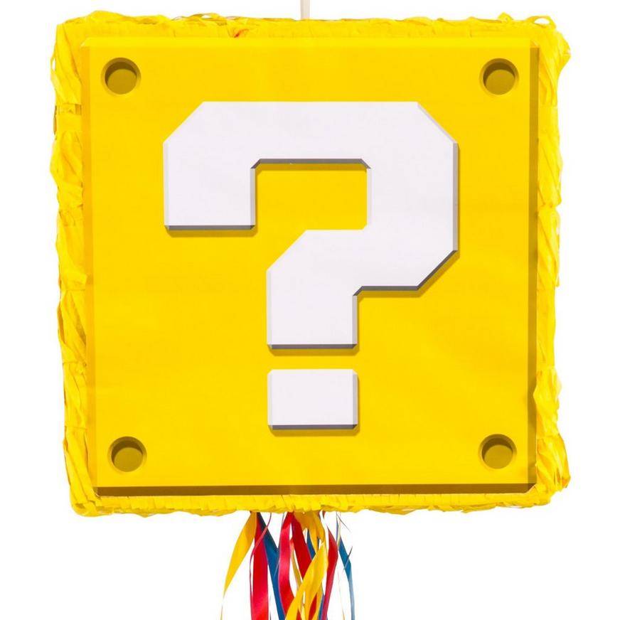 Super Mario Pull String Question Block Pinata (4 ct)