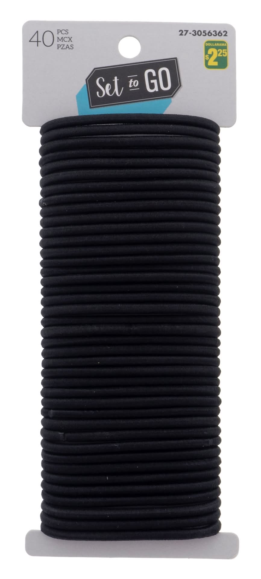 Dollarama Thin Elastics Elastic Ponytail Hair Rubber Bands, Black (40 ct)