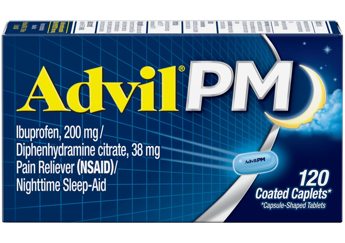 Advil Pm Ibuprofen Pain Reliever Nighttime Sleep Aid Coated Caplets (120 ct)