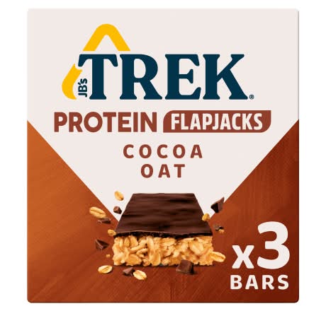 TREK Cocoa Oat, Protein Flapjacks Bars (3 x 50g)