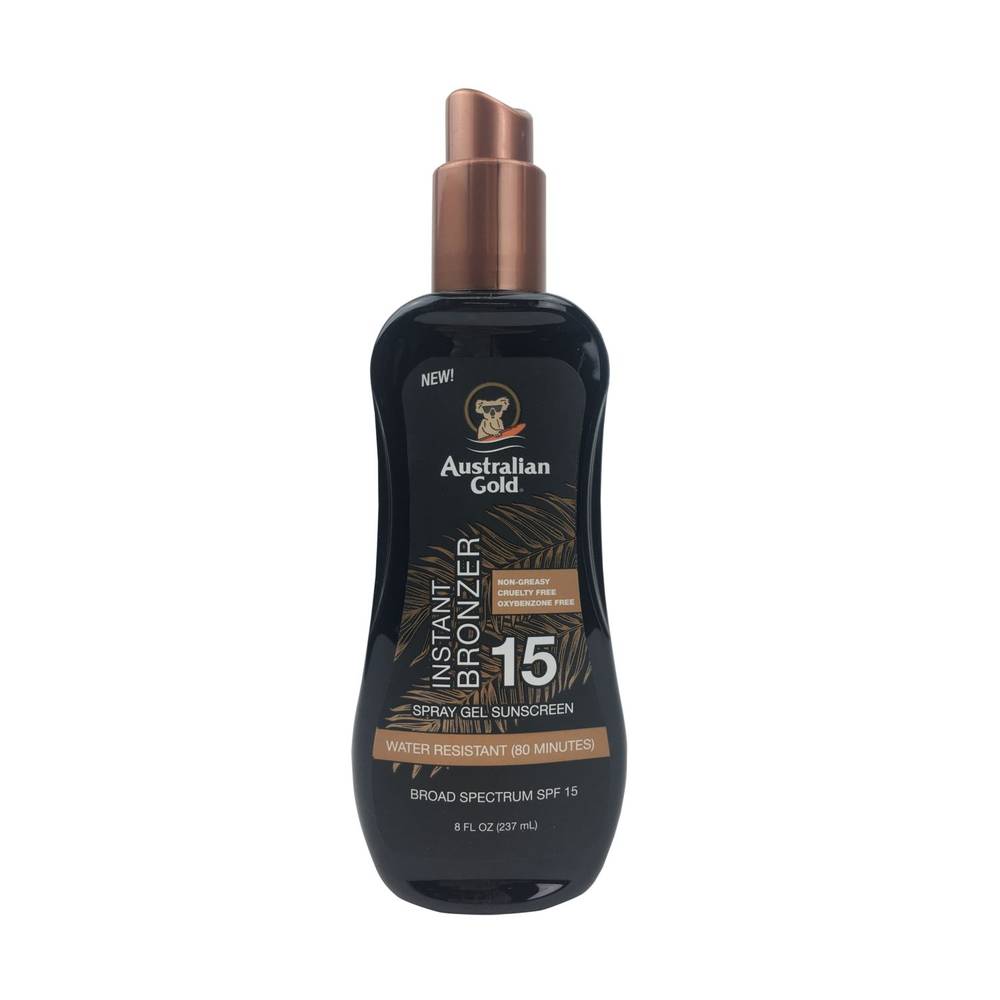 Australian Gold Spray Gel Sunscreen With Bronzer, Spf 30, 8 Oz