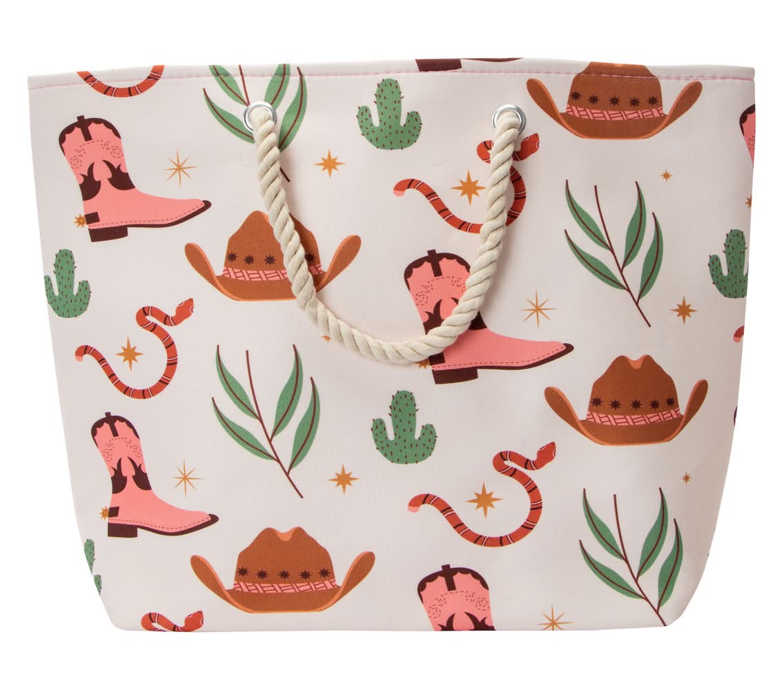 Rope Handle Printed Tote Bag 20.5in x 15in Western