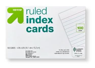 up&up Ruled Index Cards, 4 In x 6 In, White (100 ct)